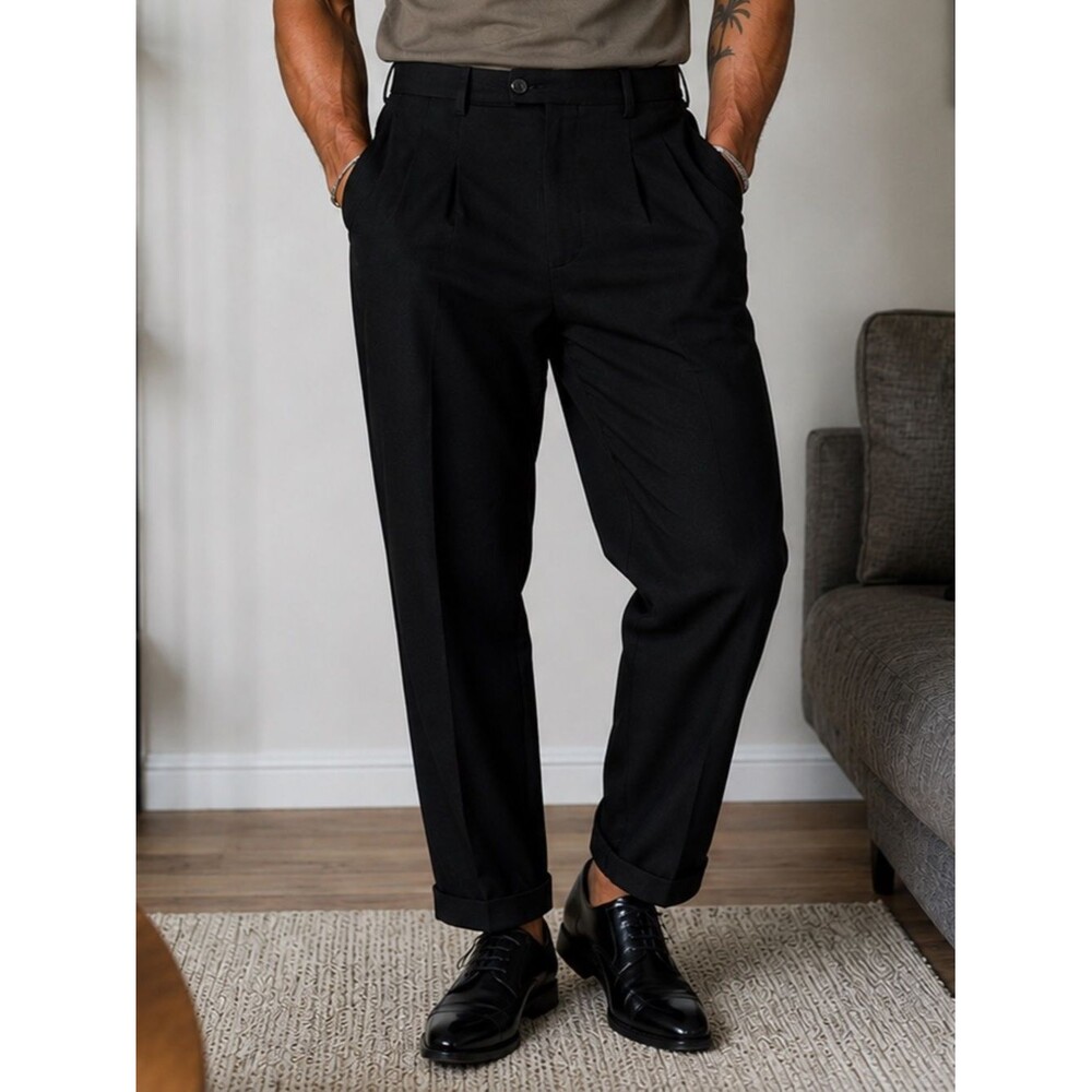 Vintage Arrow Classic Black Pleated Pants 36x30